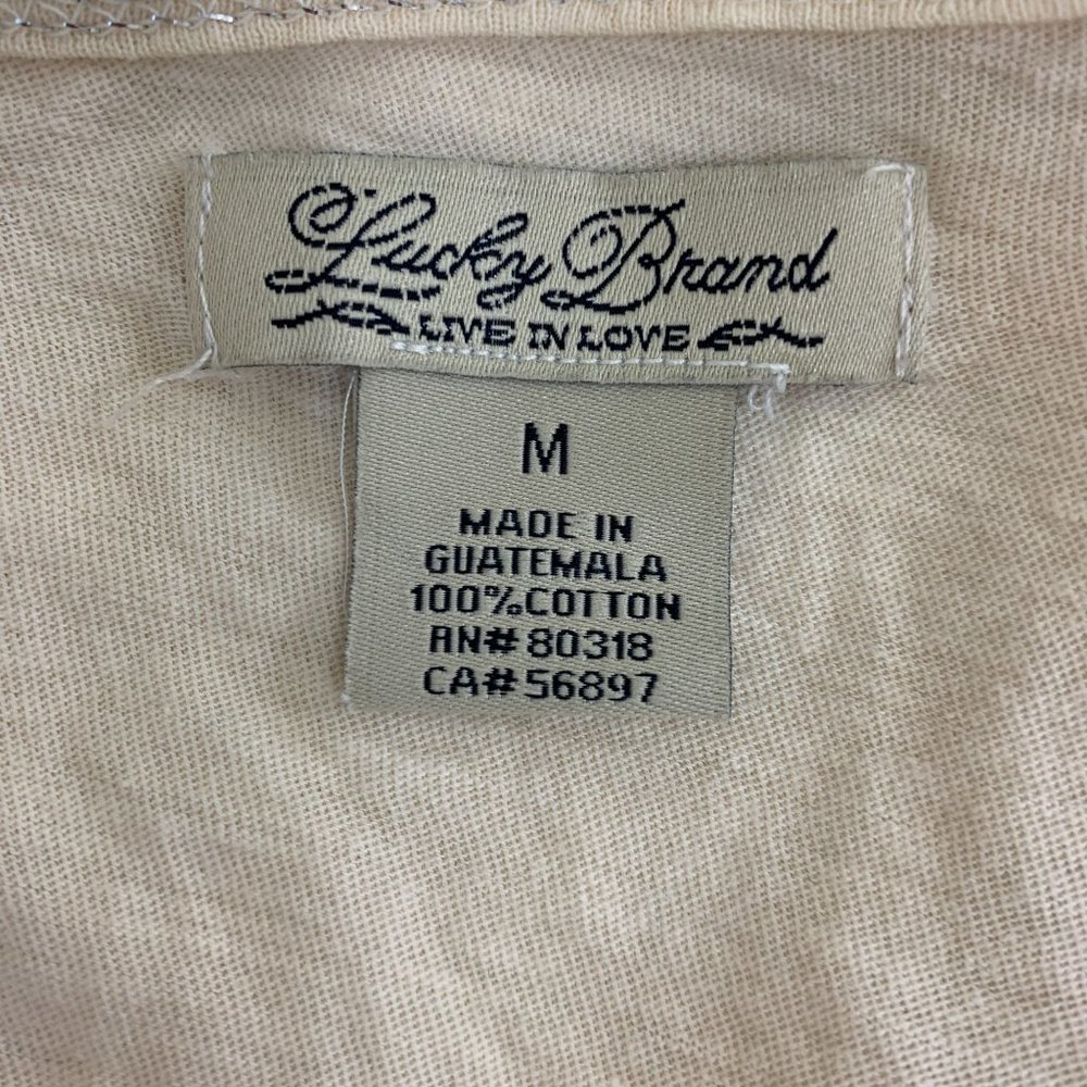 Lucky Brand Medium Top 3/4 Sleeve Boho Ivory Geometric Pattern - Picture 4 of 5